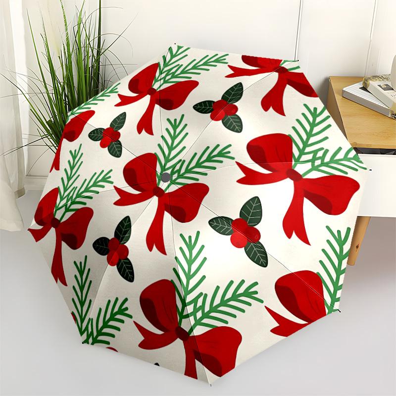 1pc Red Bows Automatic Opening/Closing Folding Umbrella with 8 Ribs,Portable Sunshade Umbrella Birthday and Holiday gifts yy251231091