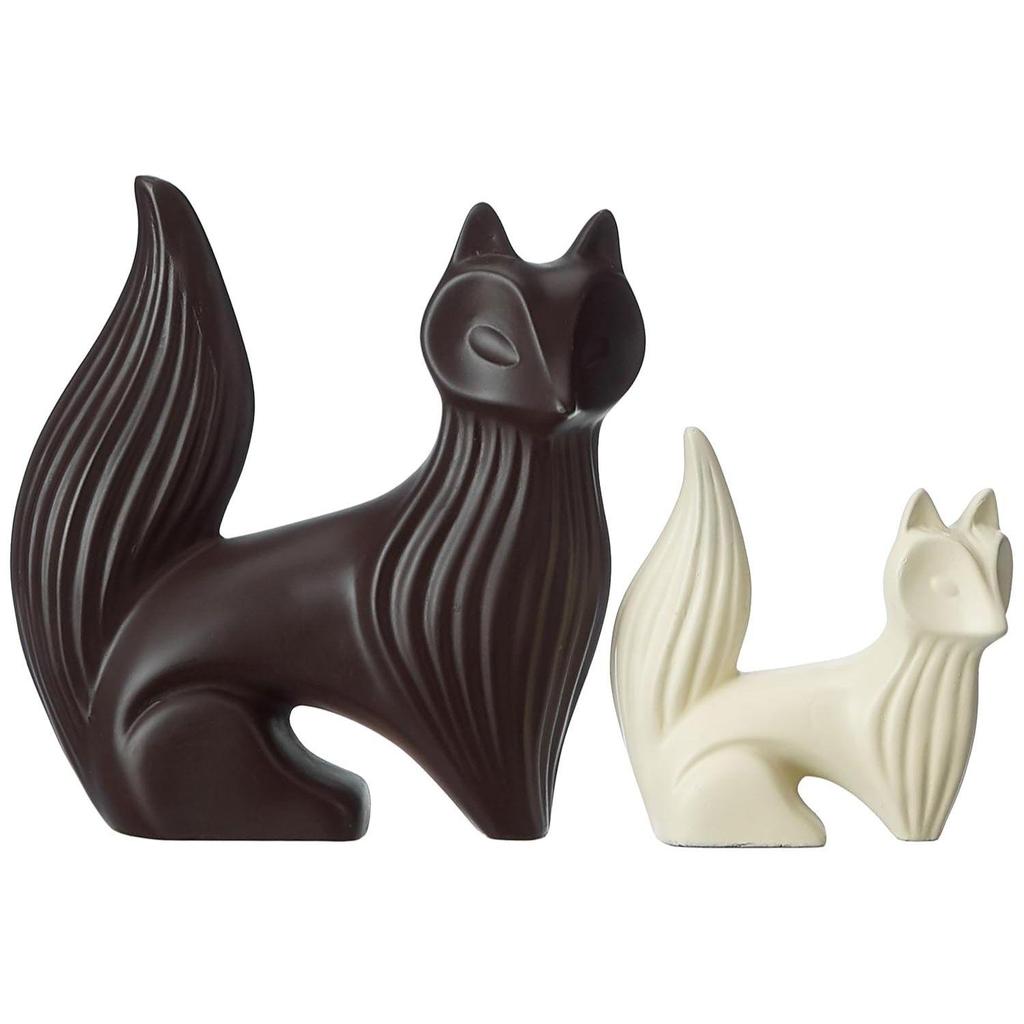 Статуэтки мудрых лис для домашнего декора | Фигурка из смолы - (Набор из 2 штук, разноцветный)