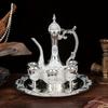 Европейский винтажный чайный сервиз — включает в себя 1 чайник, 6 чайных чашек и 1 поднос — идеально подходит для летних и зимних напитков — старинный металлический набор для питья для дома