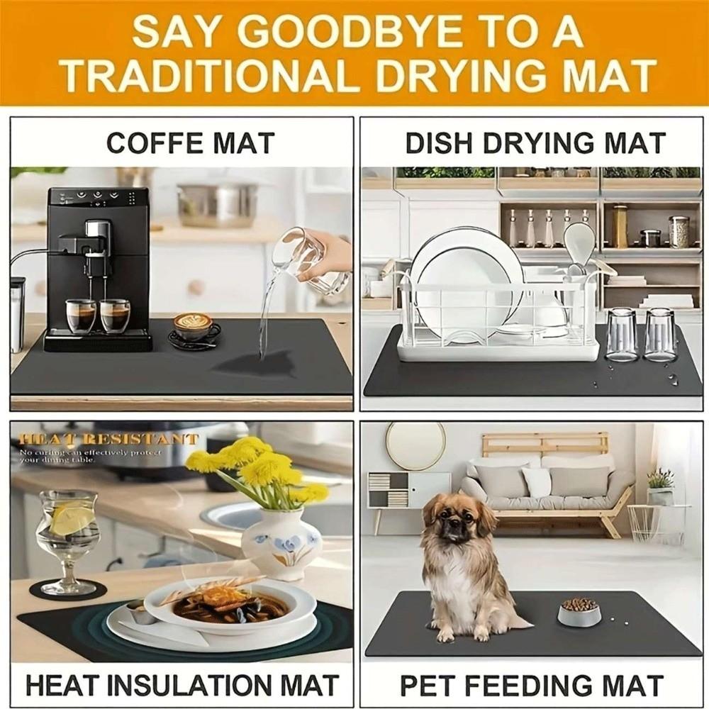 Sweet Kitchen Mat Cat Floral Dish Drying Mat Household Coffee Machine Mat Coffee Bar