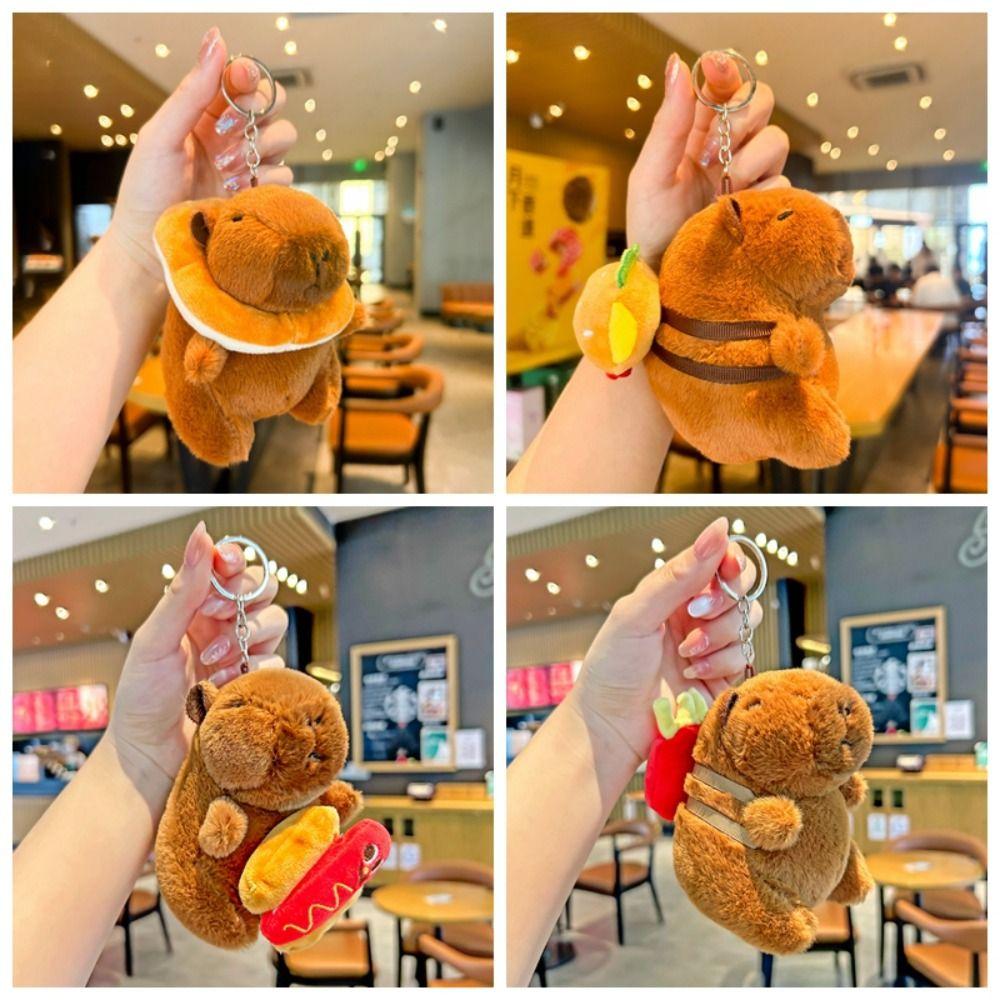 Мягкий брелок для ключей Capybara, забавная мультяшная кукла, коричневый плюшевый кулон в виде животного, пара