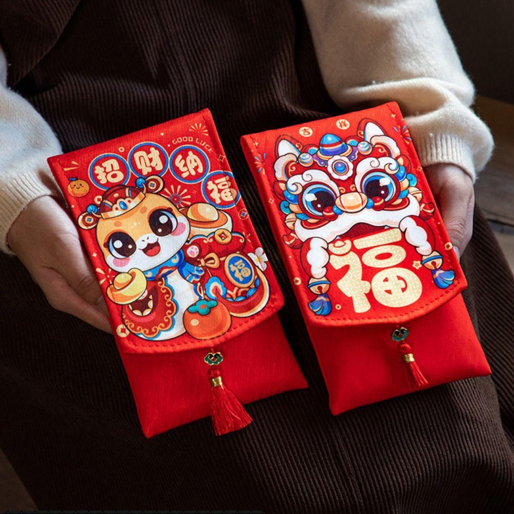 Китайский Новый год 2025 Красный конверт Праздник Весны Счастливые красные конверты Тканевый красный конверт Новый год