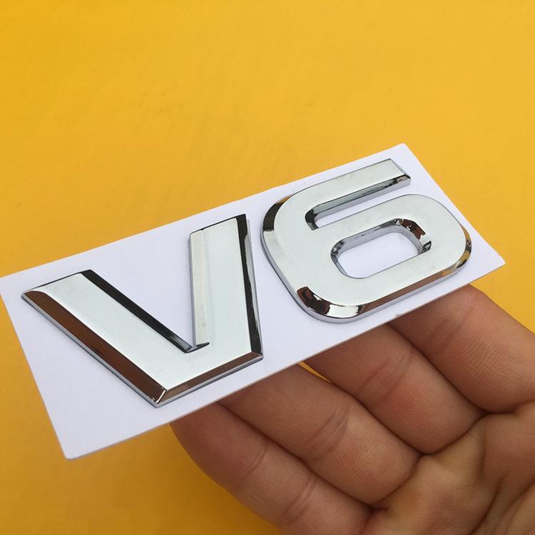 3D V6 Металлическая наклейка-эмблема на автомобиль для заднего украшения