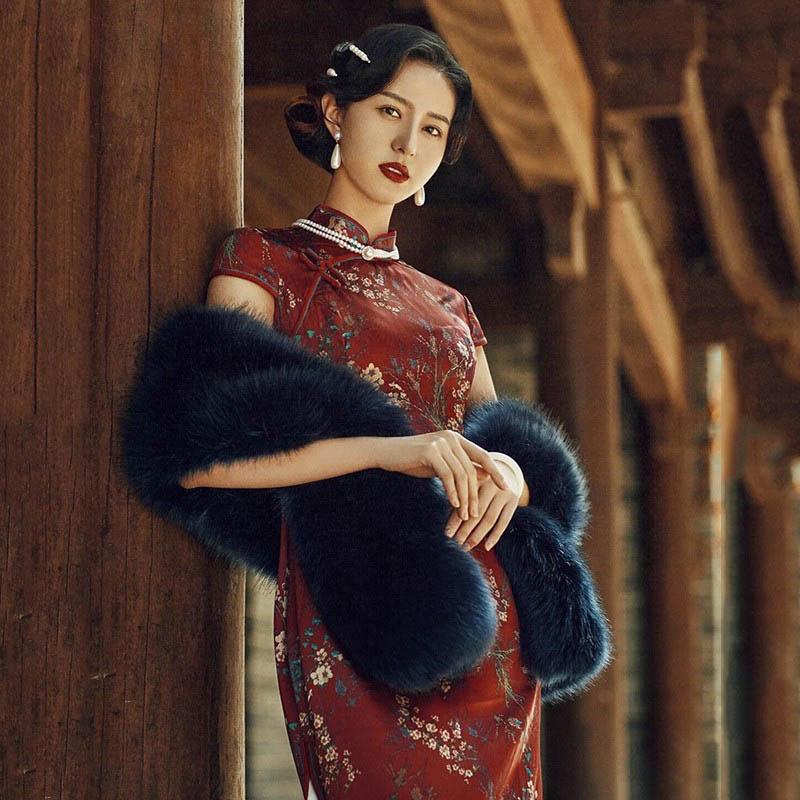 Свадебная шаль Меховая палантина с запахом из искусственного меха Вечернее платье Болеро Накидка Свадебная шаль