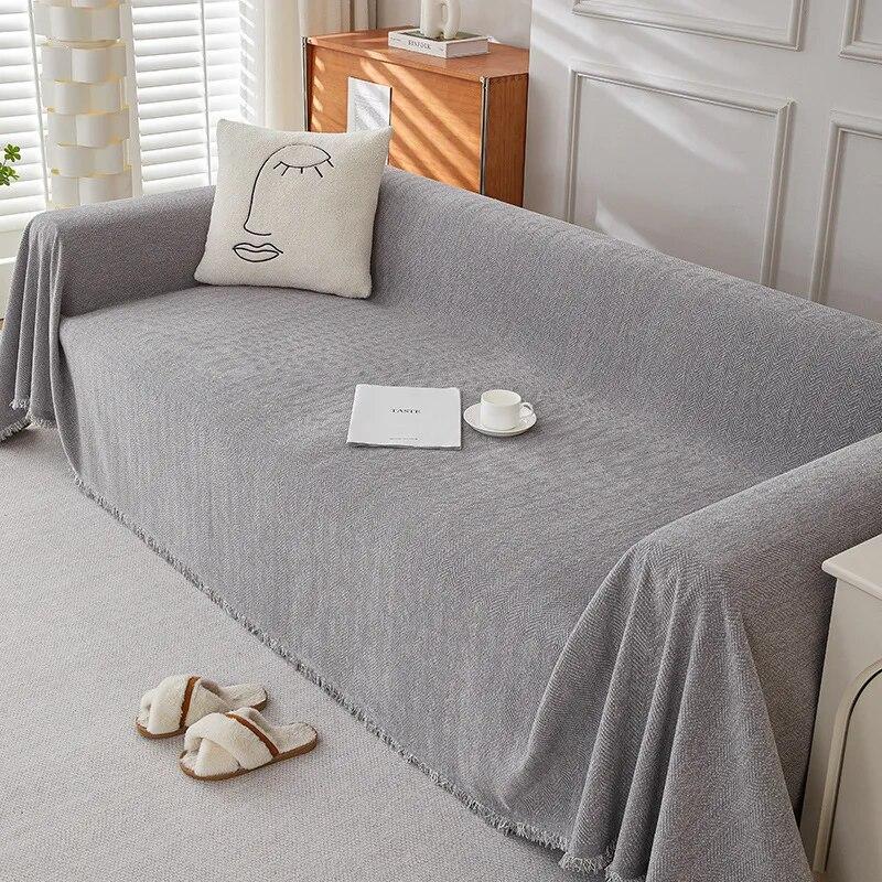 Herringbone Pattern Solid Color Chenille Sofa Towel Four Seasons Universal Sofa Cushion Living Room Sofa Cover