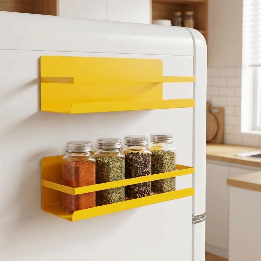 Wall Mounted Refrigerator Magnetic Shelf Punch Free Refrigerator Side Storage Rack Washing Machine