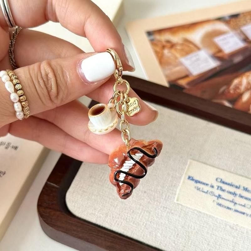 Творческий уникальный пончик хлеб кофе телефон брелок ремешок кулон шнурок имитация еды игрушки брелок сумка аксессуары подарок