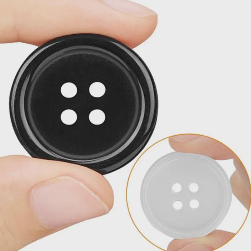 Круглые пуговицы для костюма из смолы 20 мм с тонким краем черного и белого цвета с 4 отверстиями