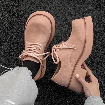 Туфли дерби 2024 новые туфли Микки с большой головой на платформе с круглым носком модные кожаные туфли 45233 розовые-J