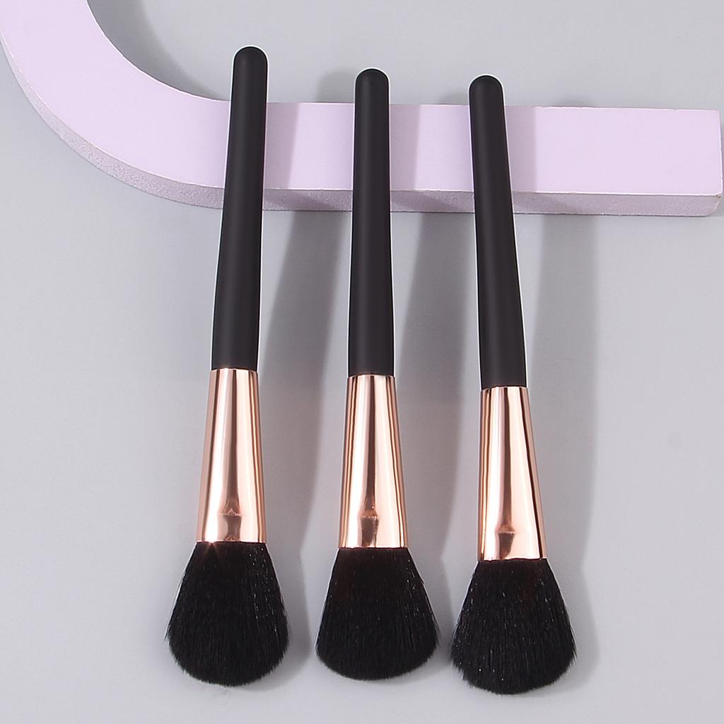 3-piece Beginner Makeupbrush Set,black Soft-bristled Loose Powderblush Brush,strong Powdergrasping,easy To Usefacial Makeuptools