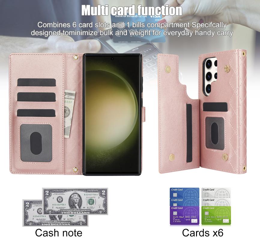 Кошелек через плечо с держателем для карт, чехол для телефона Samsung Galaxy S23 S21 FE S24 S22 Ultra Plus A14 A54 A15 A55, чехол на запястье