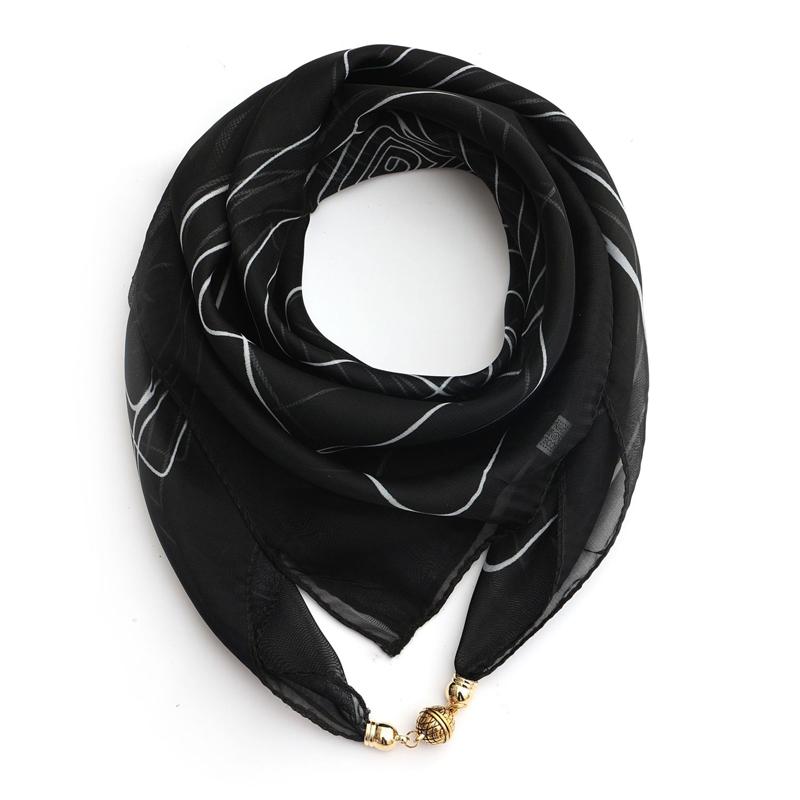 3pc Women Minimalist Fashion Square Scarf Wraps Magnetic Buckle Scarf Neckerchief For Daily Decoration and Wearing