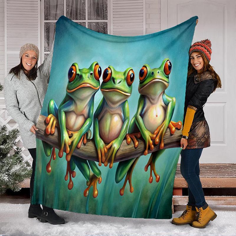 Frog Plush Blanket Suitable All Seasons Soft Comfortable Sofa Office Nap Travel Birthday Gift Christmas Present