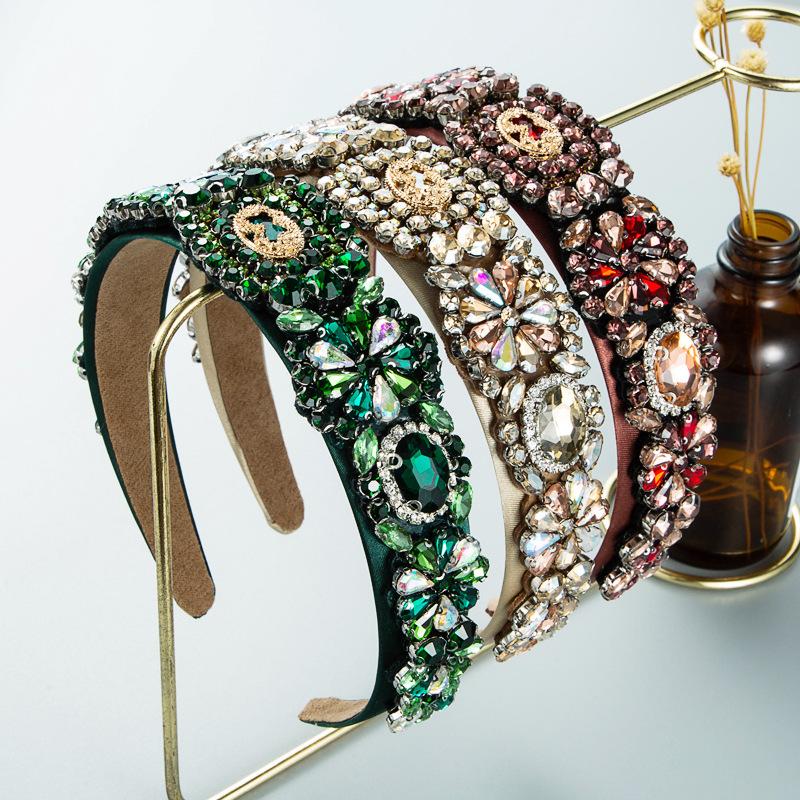 Women Hairband Personality Full Crystal  Gorgeous Baroque Headband Prom Street Pat Hair Ooop