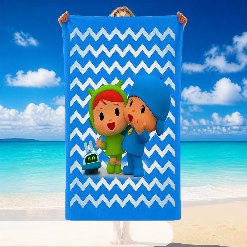 Quick Dry Beach Towel Pocoyo Pattern, Lightweight Absorbent Towel for Pool Beach Vacation Use