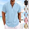 Мужские летние однотонные хлопковые льняные рубашки с короткими рукавами в полоску, топы