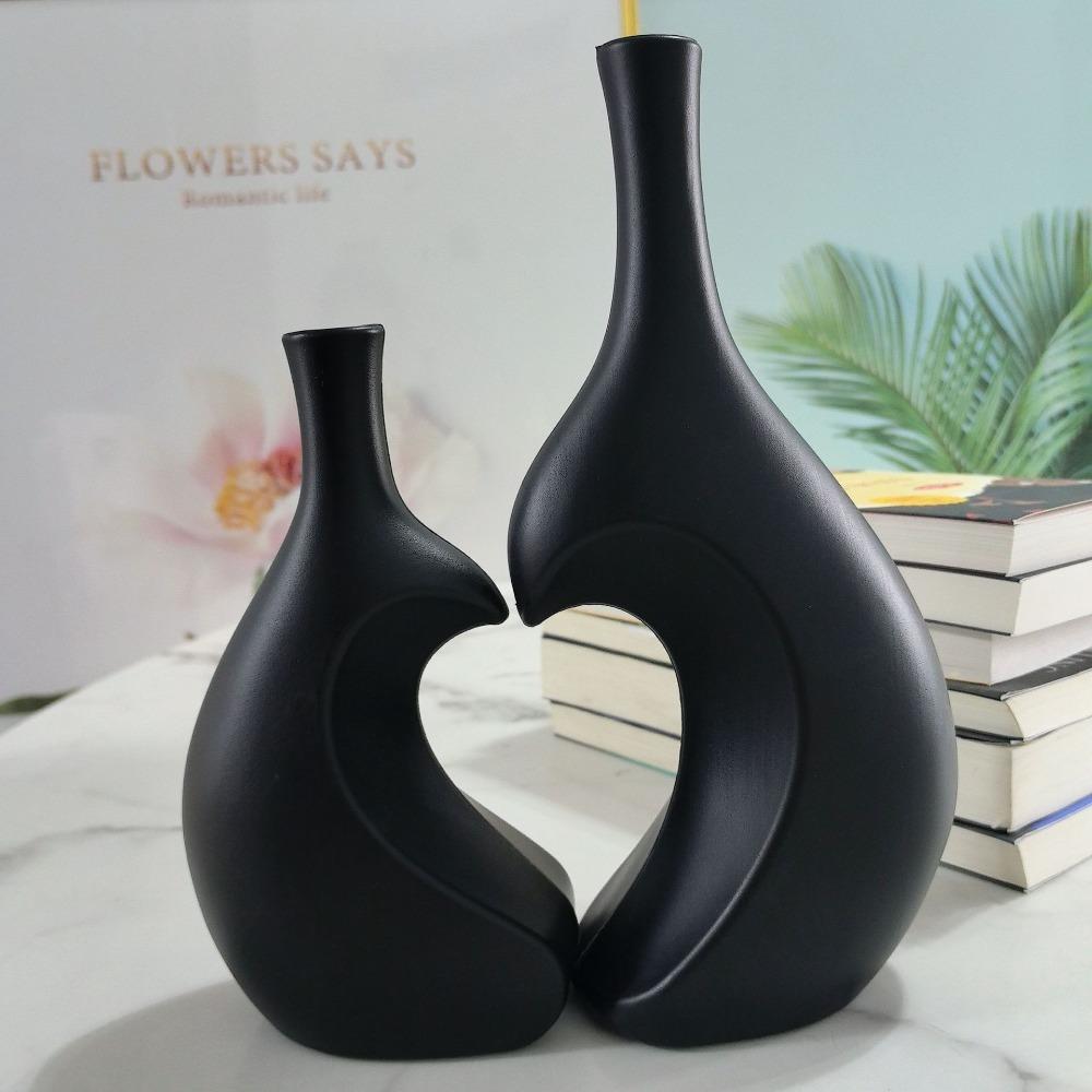 A Set Elegant Irregular Shape Vase Heart-Shaped Water Cultivation Vase Modern Ceramic Vase