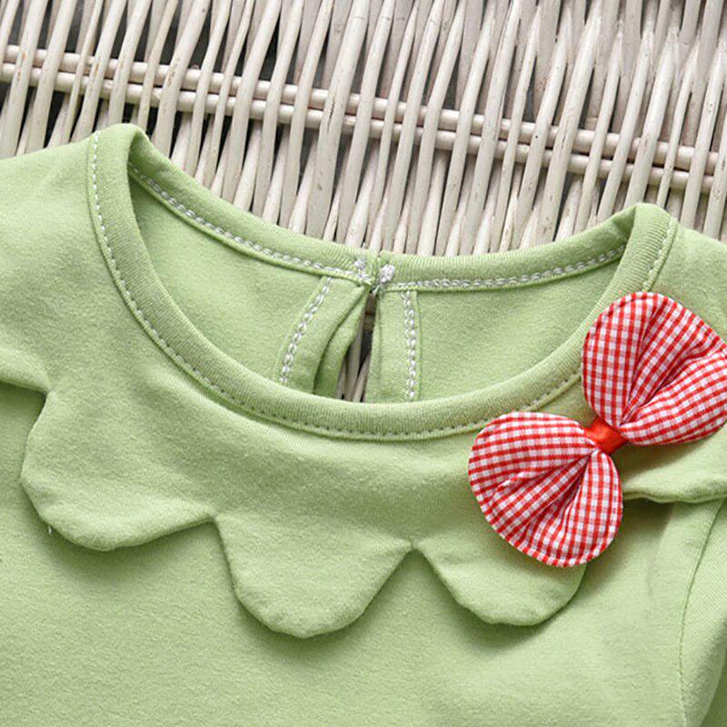 Осенние футболки с длинными рукавами для маленьких девочек, детские полосатые однотонные топы с бантом, футболки, повседневная блузка