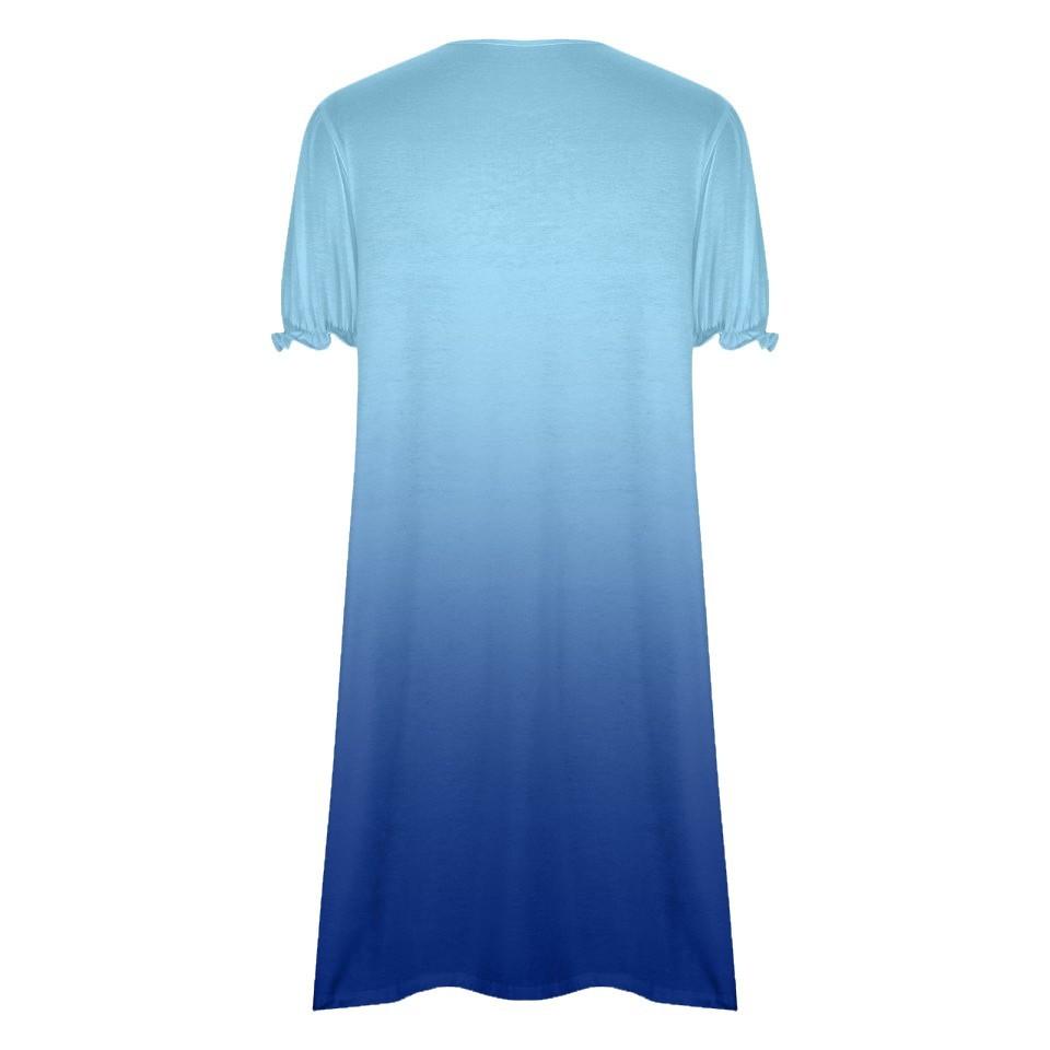 Women's Summer Fashion Gradient Color V-neck Petal Sleeve Short Sleeve Pocket Dress