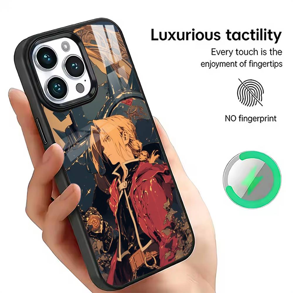 Чехол для телефона Fullmetal Alchemist Эдвард Элрик для iPhone 17, 16, 15, 14, 13, 12, 11 Plus, Pro, Магнитный с беспроводной зарядкой Magsafe
