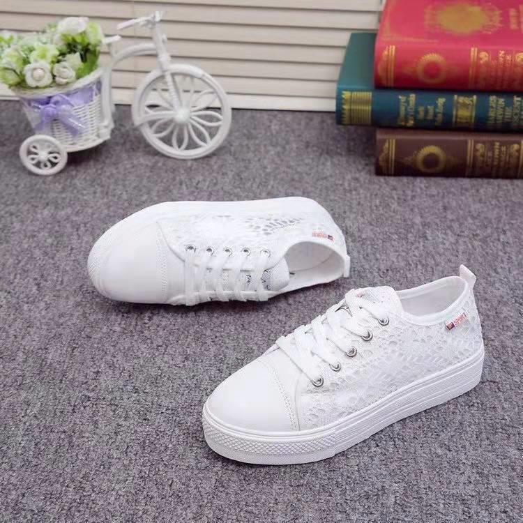 42-43 Large Size Women's Shoes New Hollow Mesh Breathable Muffin Thick-soled Casual Single Shoes Women