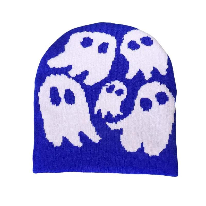 Cute Ghost Knitted Beanies Hat Women Men Autumn Winter Warm Thick Woolen Bonnet Fashion Popular Hip-Hop Cap Halloween Party Gift