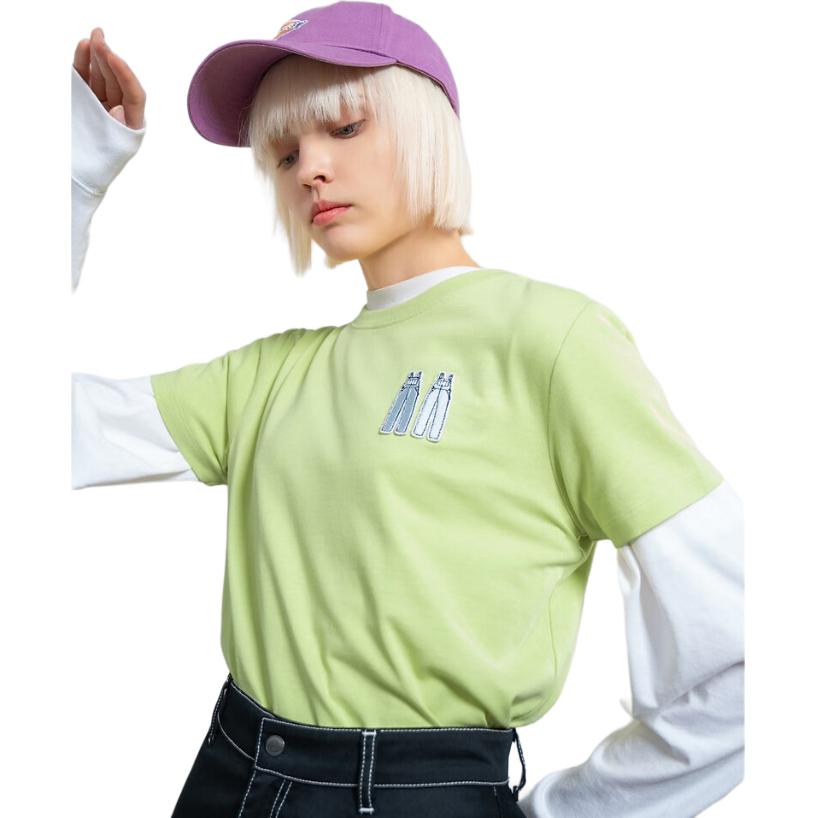 Dickies Удобная повседневная футболка с круглым вырезом и принтом логотипа для женщин, топ, лимонно-желтый DK008821B72