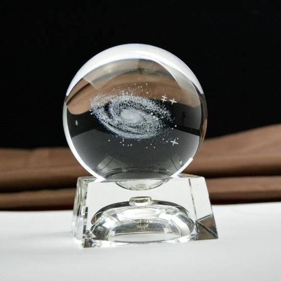 Стильное украшение для домашнего рабочего стола Светящийся прозрачный хрустальный шар Млечного Пути с основанием