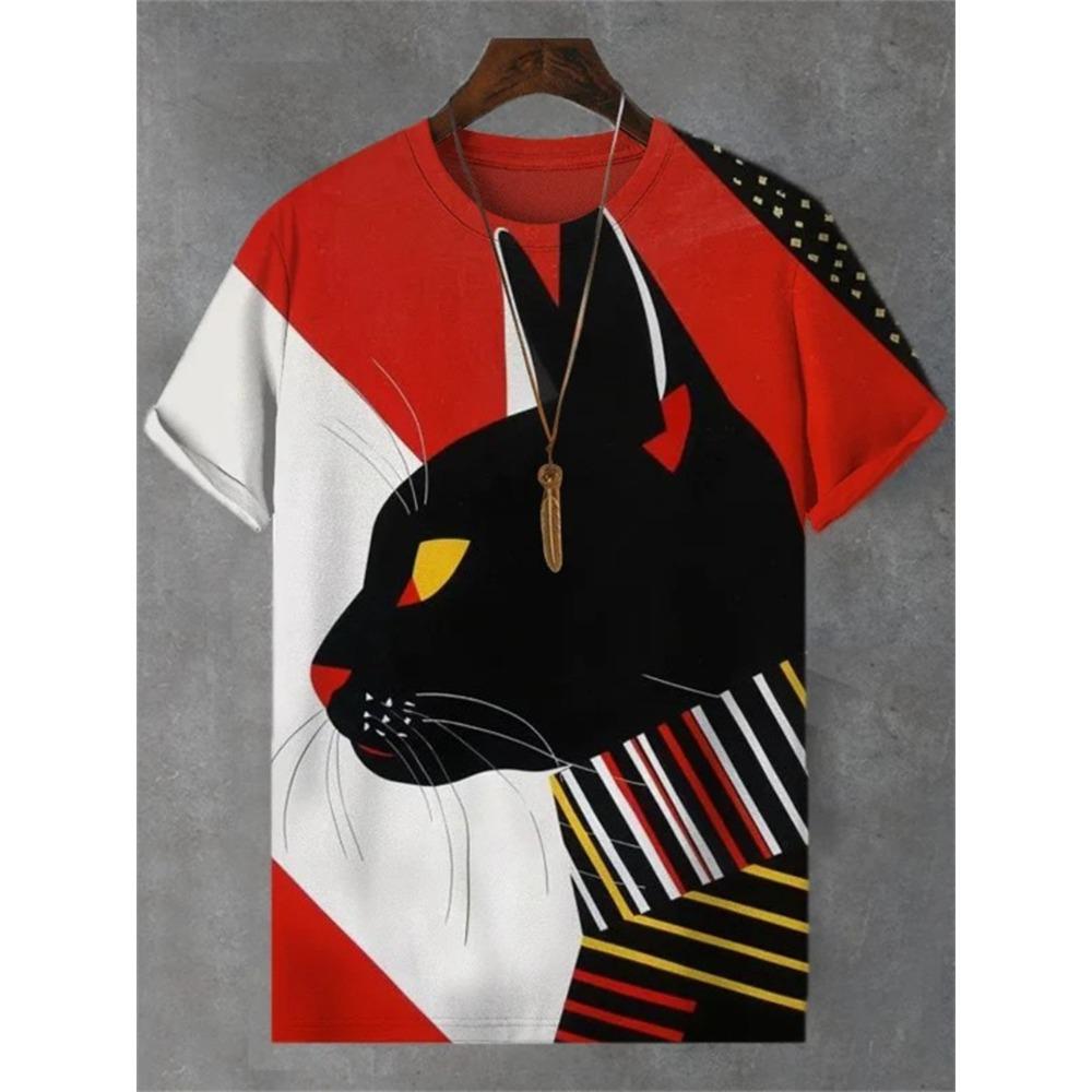 Мужская 3D футболка с принтом кота, удобная, с коротким рукавом, комфортная, универсальная, модная