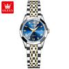 OLEVS Fashion Rhombus Design Quartz Watch for Women Luxury Stainless Steel Waterproof Luminous Ladies Watches Relogio Feminino