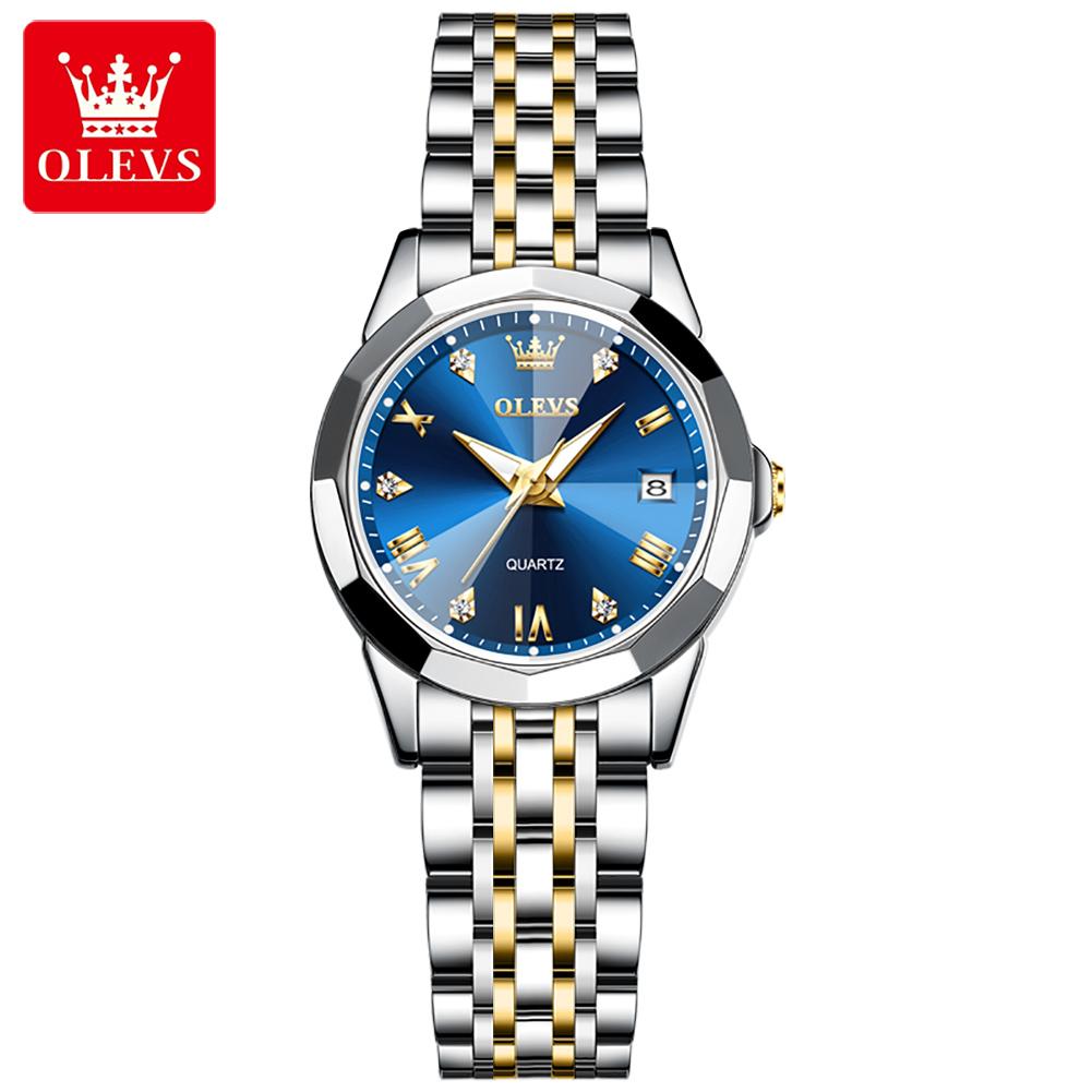 OLEVS Fashion Rhombus Design Quartz Watch for Women Luxury Stainless Steel Waterproof Luminous Ladies Watches Relogio Feminino