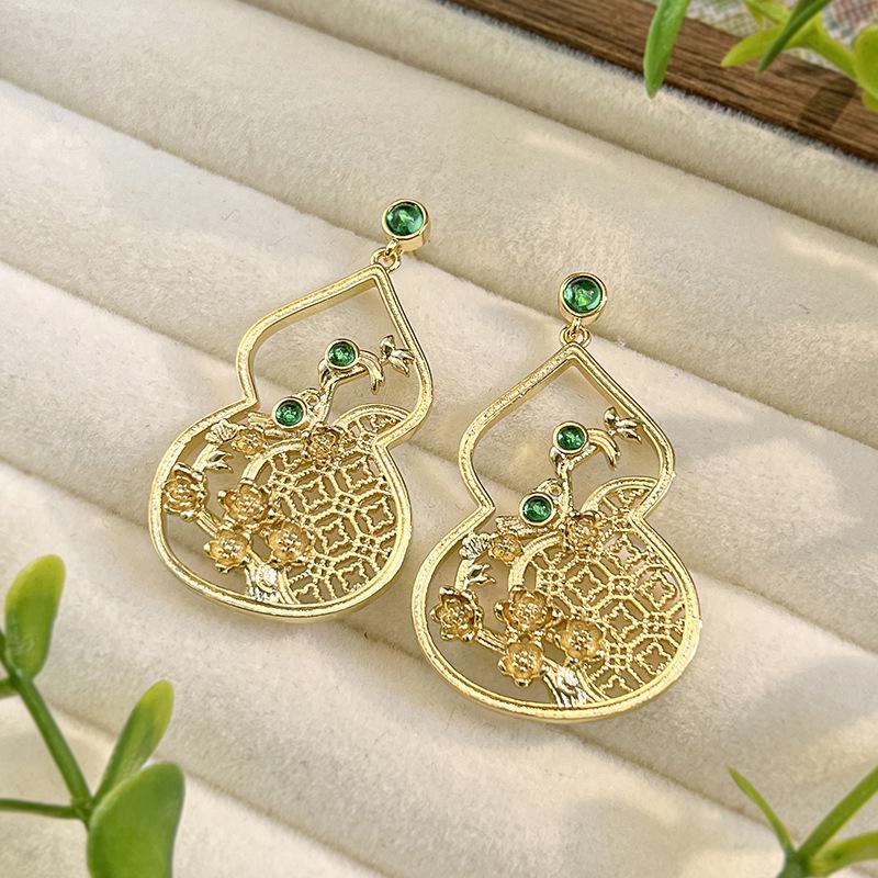 Ювелирные изделия Ювелирные серьги Золотой цвет Тыква-сокровище Ретро стиль Высококлассные Женские