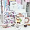 Birthday Gift Cottage Boys and Girls Cup Cute Retro Ceramic Mug with Lid Girls Souvenir Gift Box