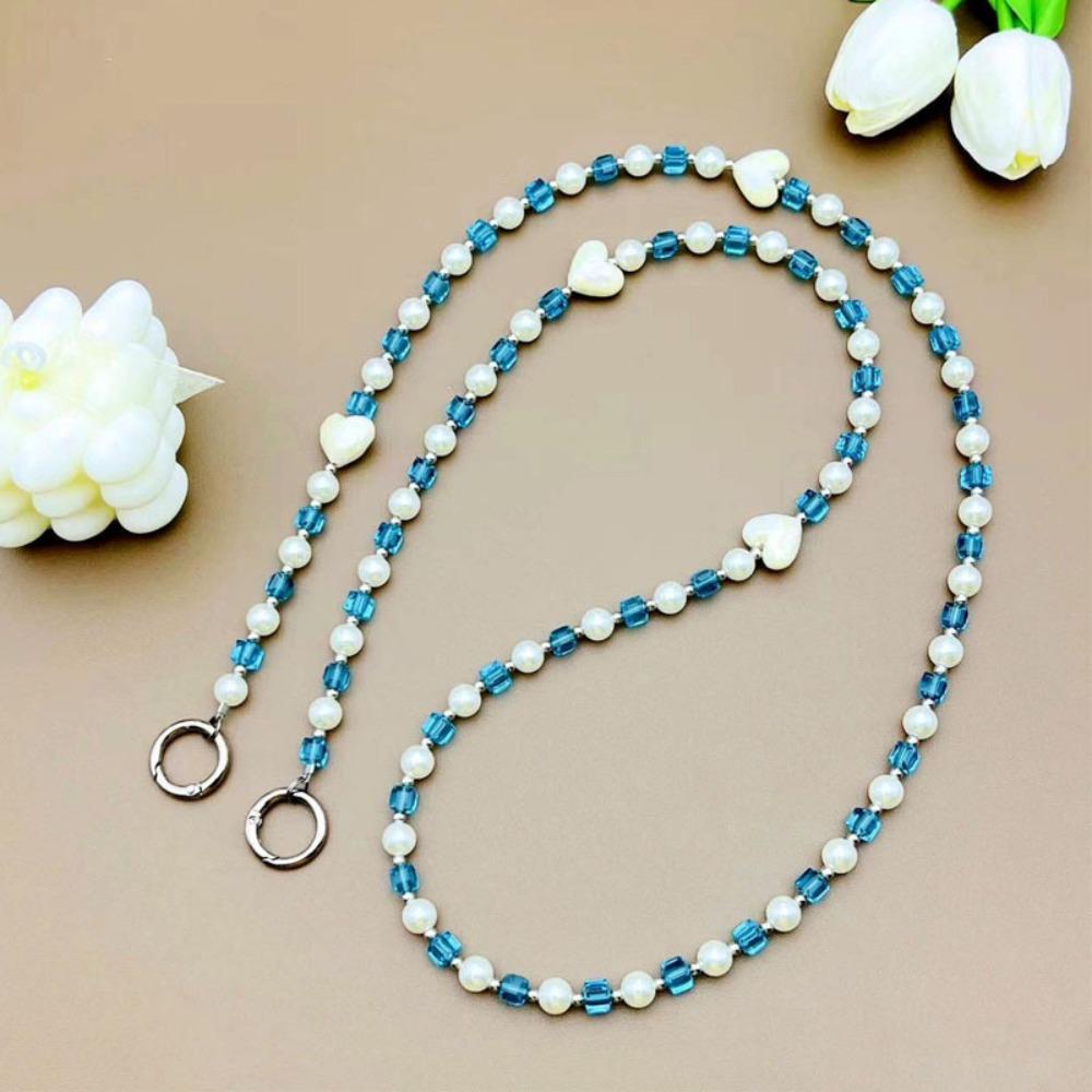 Hanging Decoration Wallet Necklace Chain Pearl Love Bead Phone Anti Loss Lanyard Phone