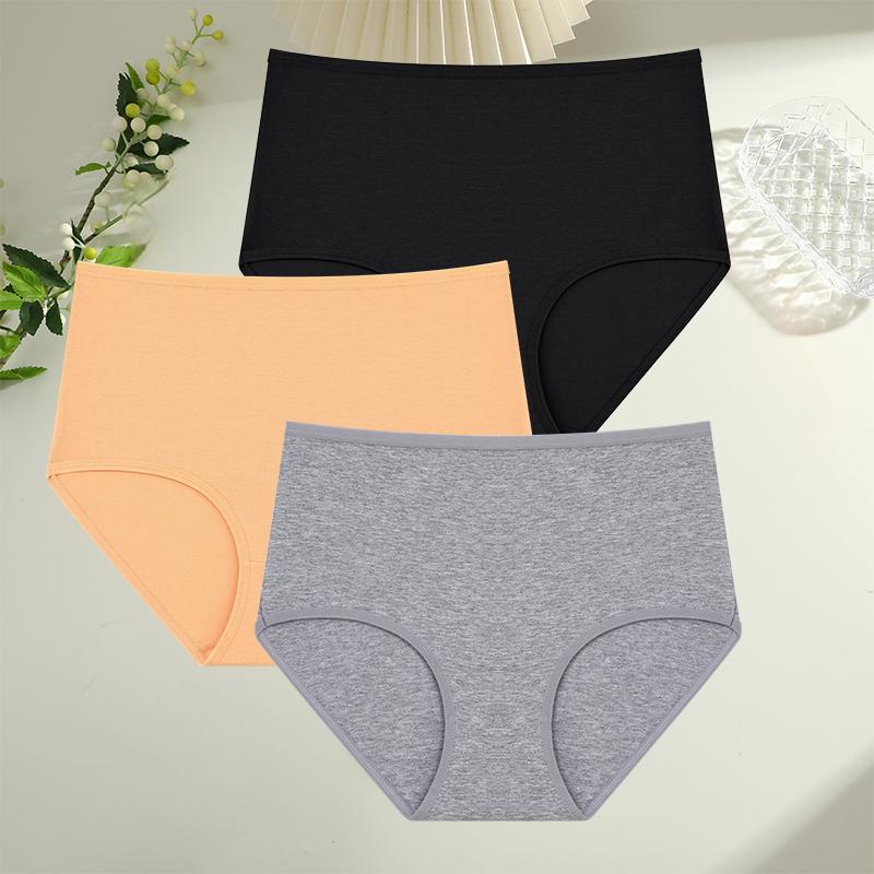 FINETOO 3 шт. Женские трусики с высокой талией, бесшовное нижнее белье из хлопка, женское дышащее сексуальное нижнее белье S-XXL, удобные трусы
