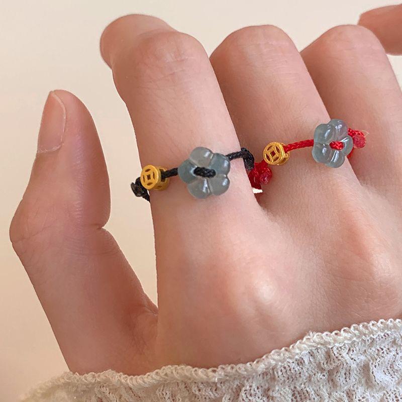 Креативное кольцо Lucky Rich Flower Hand Rope Ring для женщин и мужчин, регулируемые браслеты ручной работы, ювелирные изделия, подарки для пар
