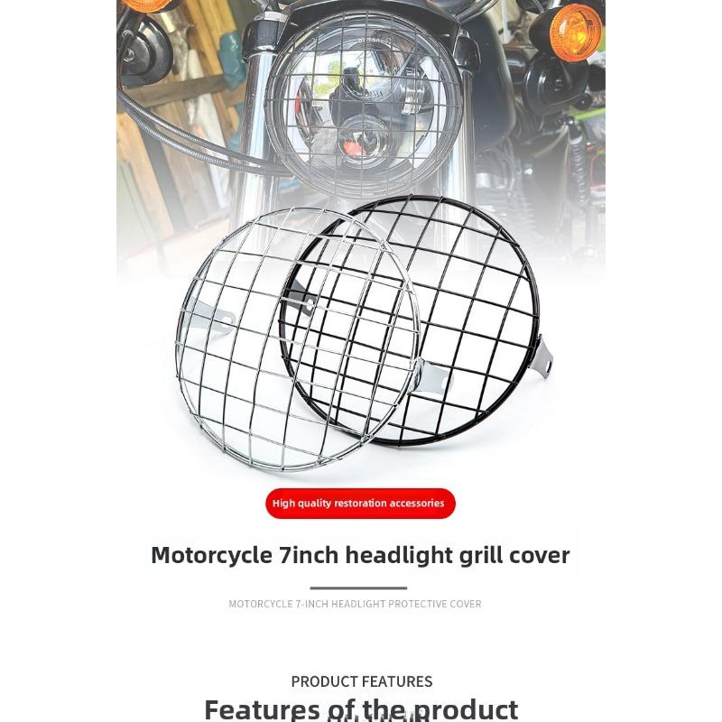 Для универсальных Harley Triumph Honda Сетчатая решетка фары Теневой колпак Металлическая Ретро Защитная крышка фары мотоцикла Подходит
