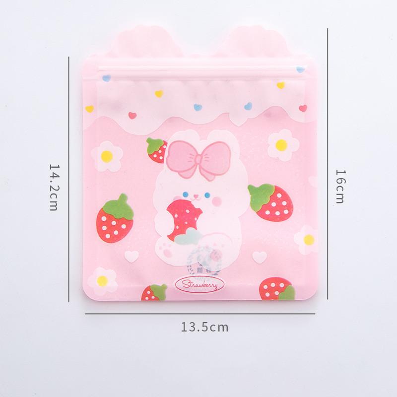 3 шт., прозрачная сумка для хранения карточек с милыми мультяшными животными на молнии, органайзер для мелких предметов Kawaii для девочек, заколка для волос, упаковочная сумка для конфет