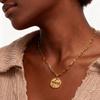 Stainless Steel Guardian Pendant Necklace Irregular Circular Pendant Necklace  For Grandma