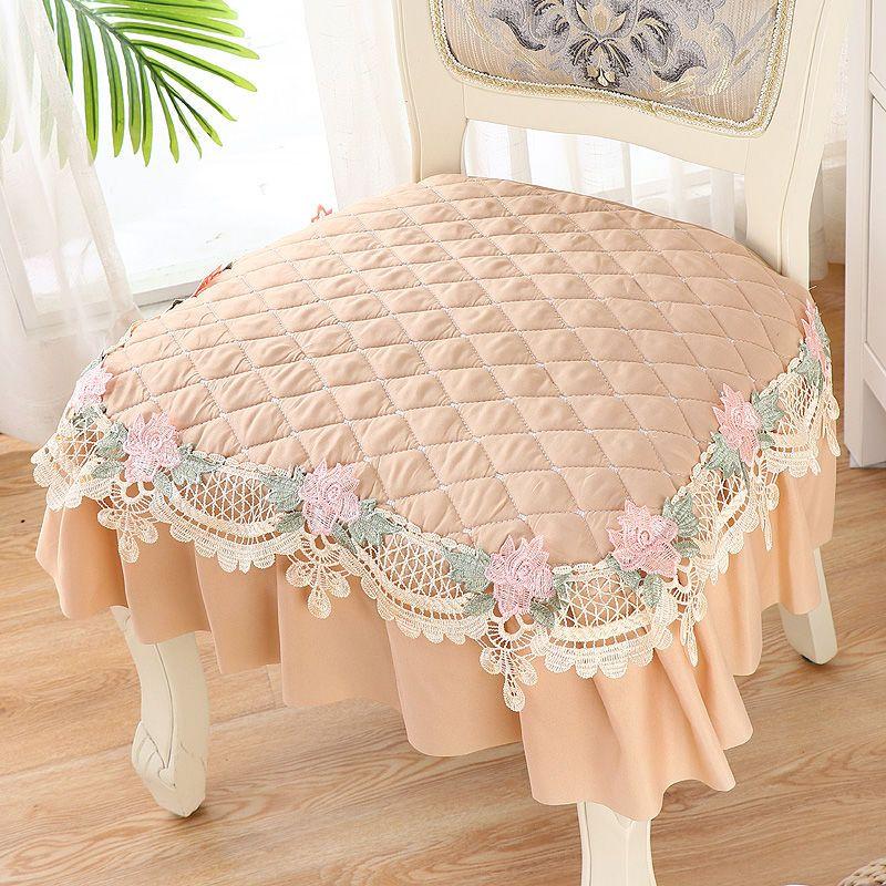 Универсальный нескользящий коврик для стула для столовой, простое однотонное кружево, мягкие накладки на табуреты, полиэстер, можно стирать в стиральной машине, можно стирать, повседневный стиль, всесезонный