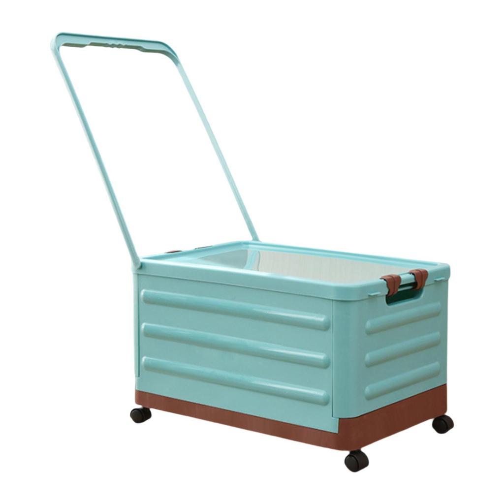 Storage Bin with Wheels and Handle Foldable Handcart with Lid Storage Box