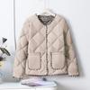 Women's Coat Winter Loose Solid Coewlor Short Warm Cotton-Padded Jacket Simple Fashion Cotton-Padded Jacket Diamond Lattice Coat