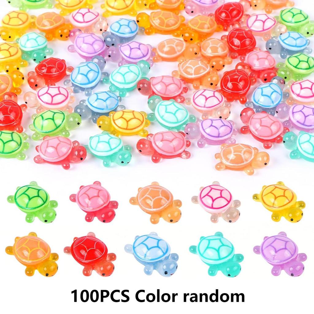 50/100 Pcs Cute Mini Luminous Turtle Ornaments Glowing in The Dark Miniatures Turtle Micro Landscape Home Decor Gift