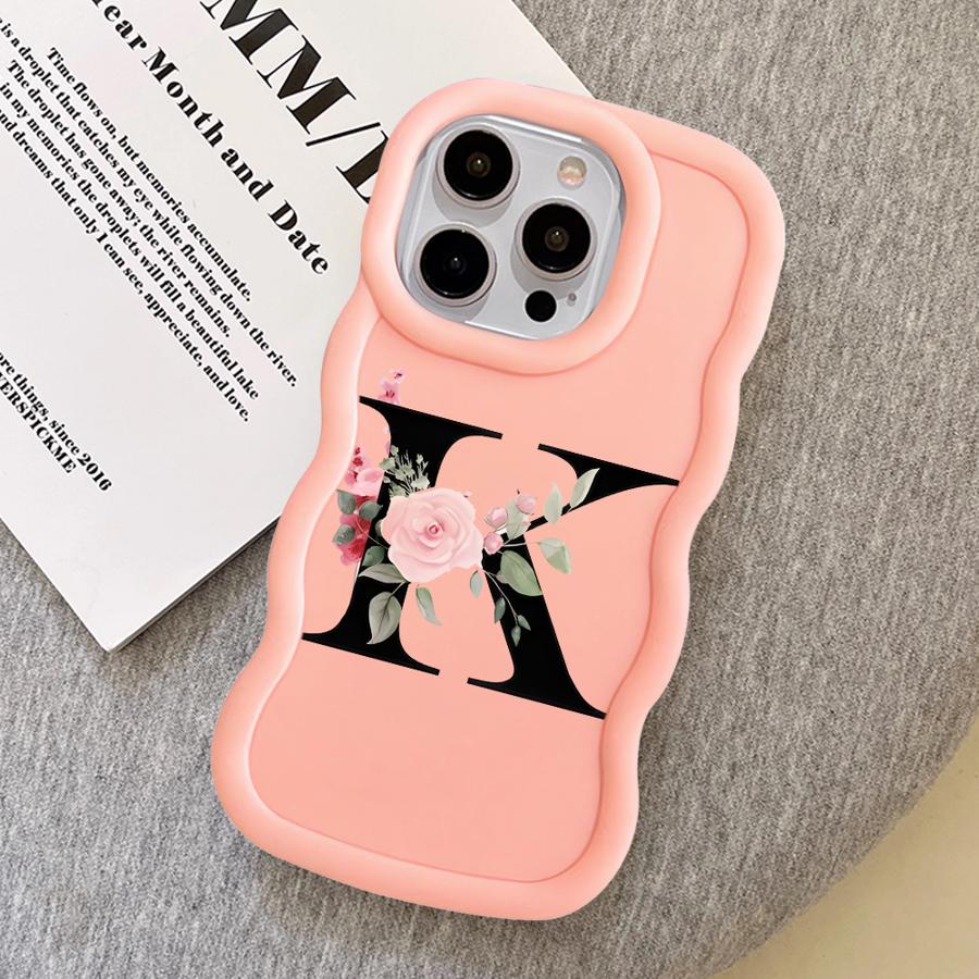 Мягкий чехол для телефона для iPhone 18 15 Plus 13 11 17 Air 16 Pro Max XR 12 14 8 Цветочные буквы