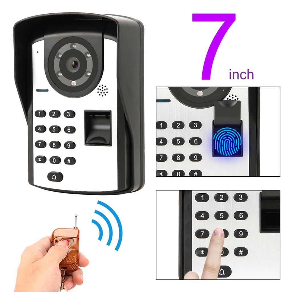 7-дюймовый ЖК-дисплей Пароль Отпечатки пальцев Видеодомофон Визуальный Дверной Звонок