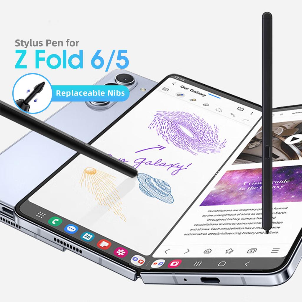 Для Samsung Galaxy Z Fold 5/6 Совместимый с S Pen для Galaxy Z Fold 4/3 Fold Edition Сенсорный стилус с 3 сменными наконечниками 6