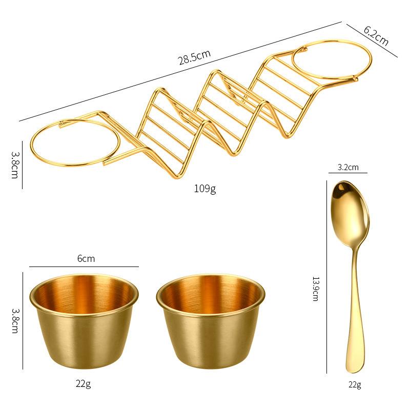 Набор держателей для тако из нержавеющей стали, подставка-держатель для тако с 2 соусницами, подставка для тако, вмещает 3 тортильи, кухонный гаджет