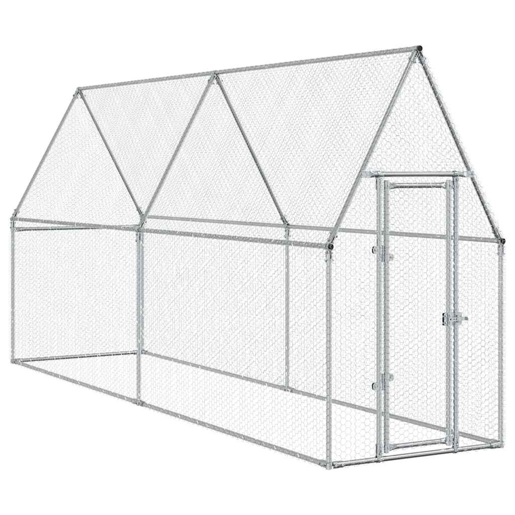 Chicken Coop Silver 400x100x190 cm Galvanized Steel