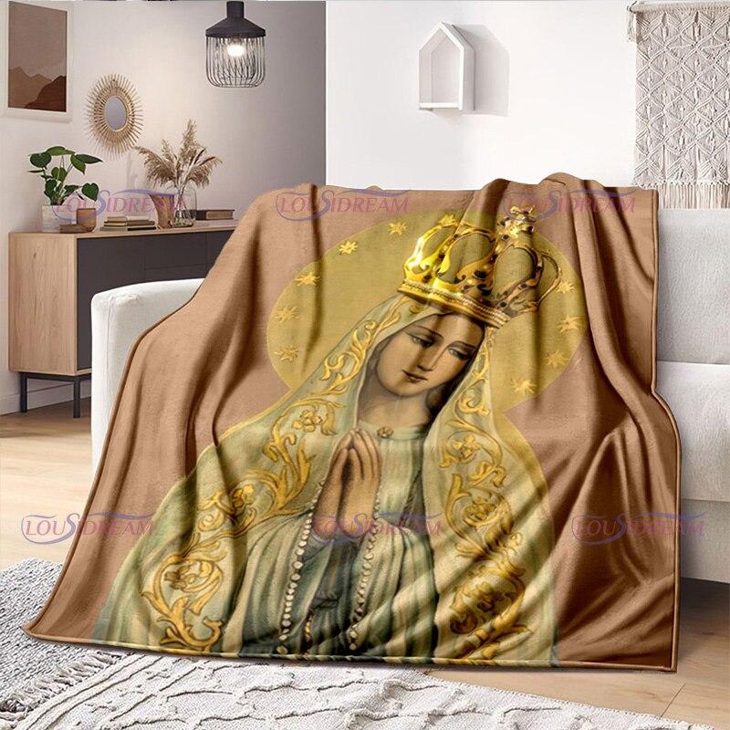 Religious Blessed Virgin Mother Mary Fleece Warm Soft Throw Blankets Fuzzy Bed Blanket for Couch, Bed, Sofa Ultra Warm and Cozy