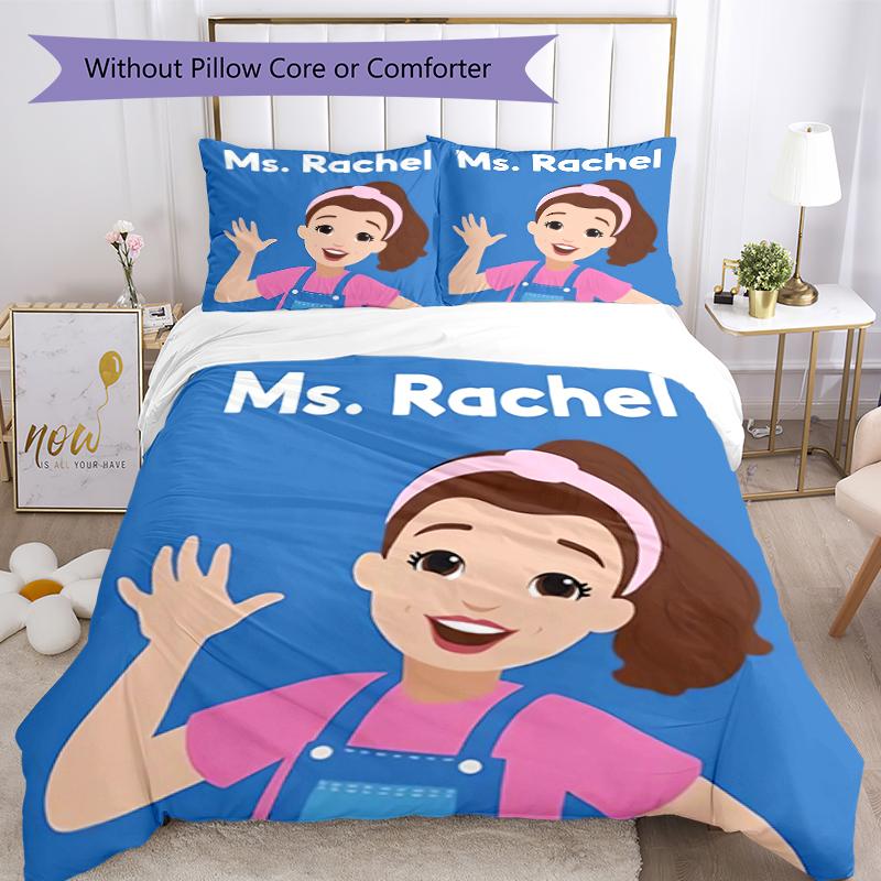 3pcs Ms. Rachel Educational Adventures pattern bedding set duvet cover set includes duvet cover &pillowcases, perfect all season bedroom decoration &